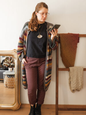 Cardigan lungo a righe