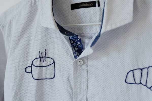 Camicia colazione bianca e azzurra - immagine 7